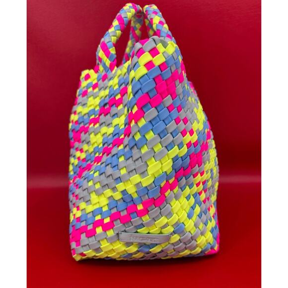Naghedi St Barths Bright Multi-Colors Woven Medium Tote Bag Purse In Ibiza - Picture 4 of 14